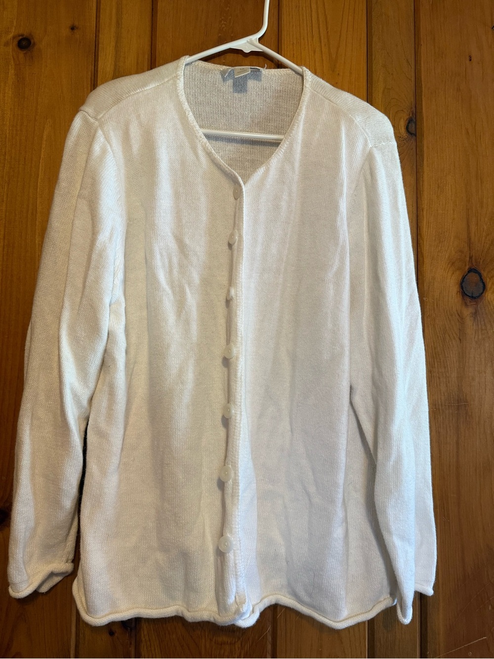 CJ Banks White Button-Front Cardigan Sweater